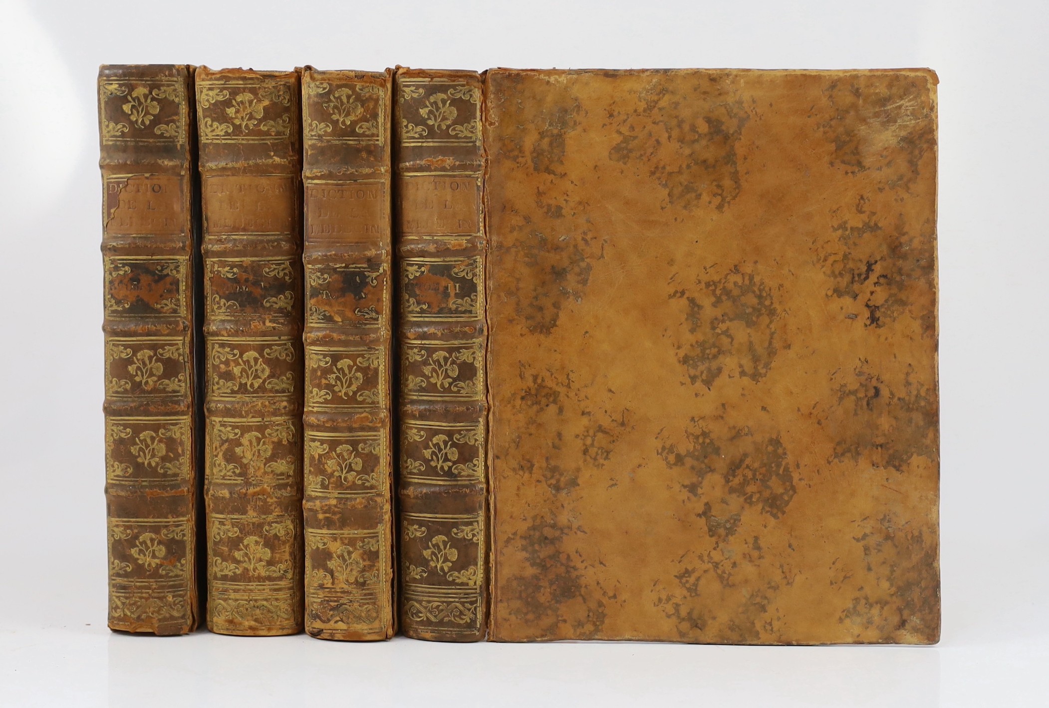 Eloy, N.F.J. - Dictionnaire Historique de la Medecine Ancienne et Moderne ... (2nd edition), 4 vols. engraved frontis and text decorations; contemp. mottled calf, gilt-decorated panelled spines, marbled e/ps., 4to. Mons: